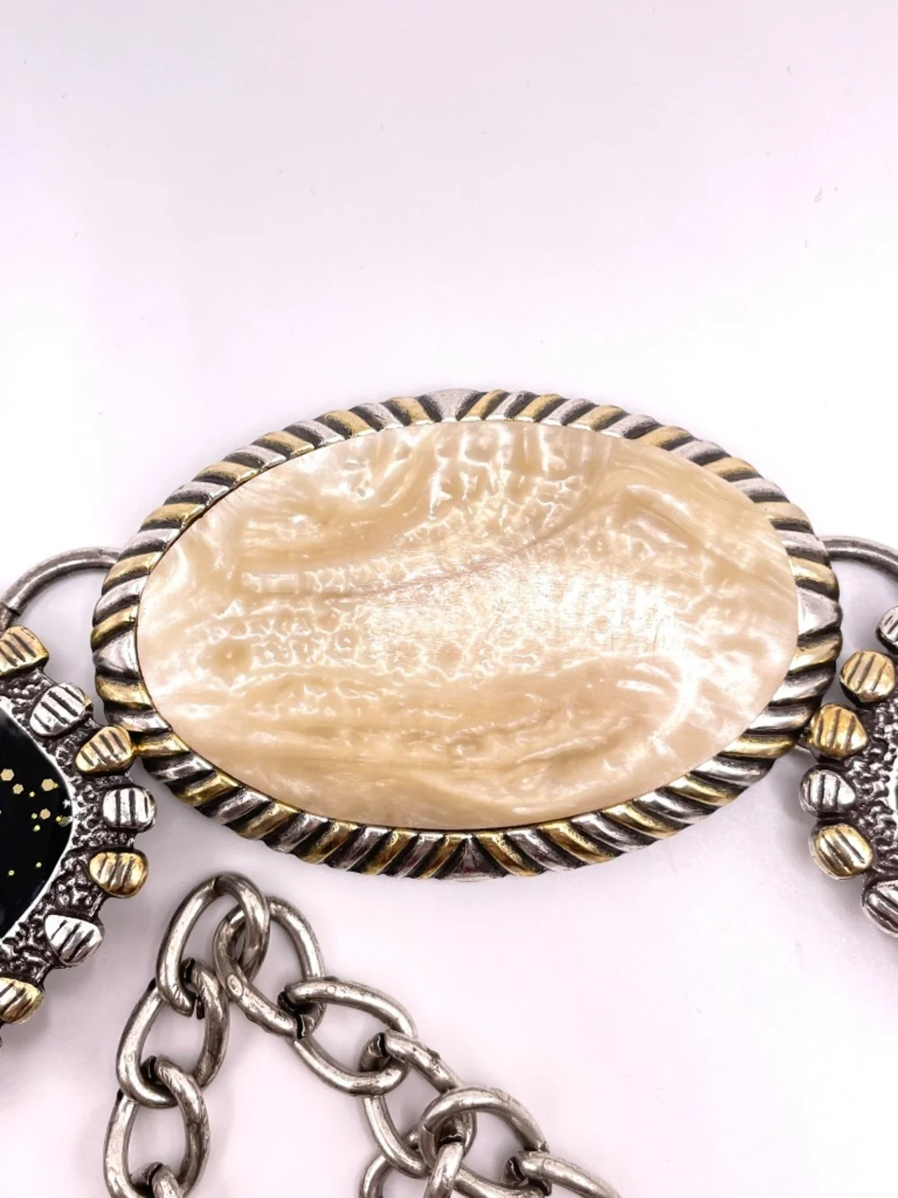 Vintage Y2K Signed Chico's Two Tone Bohemian Chain Link Belt  40